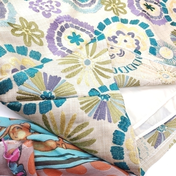 Sevier Skirt Cotton Linen Embroidered Floral Weave Skirt Sz 12 - Picture 3 of 10